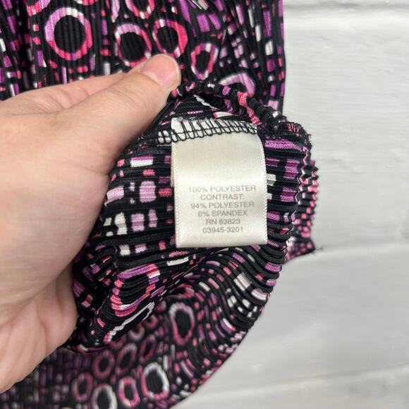 Christopher & Banks Geometric Circle Print Blouse M Pink‎ Black Y2K Retro Top - Picture 5 of 8